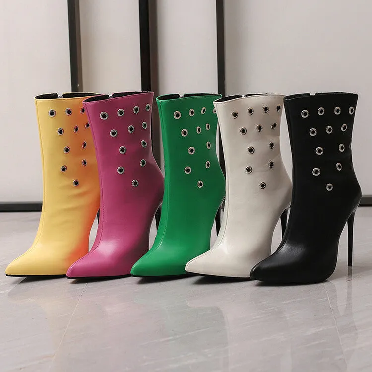 Women's Metal Dec Pointed Toe Thin Heel Ankle Boots
