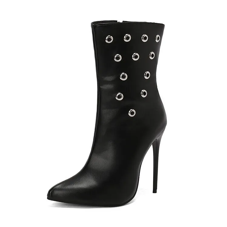 Women's Metal Dec Pointed Toe Thin Heel Ankle Boots