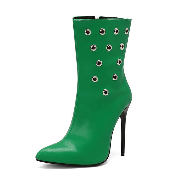 Women's Metal Dec Pointed Toe Thin Heel Ankle Boots