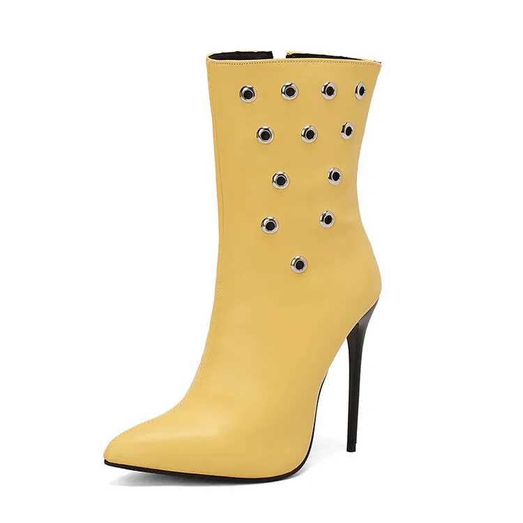 Women's Metal Dec Pointed Toe Thin Heel Ankle Boots