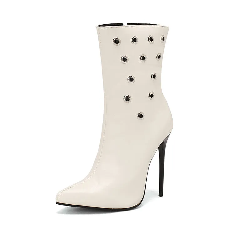 Women's Metal Dec Pointed Toe Thin Heel Ankle Boots