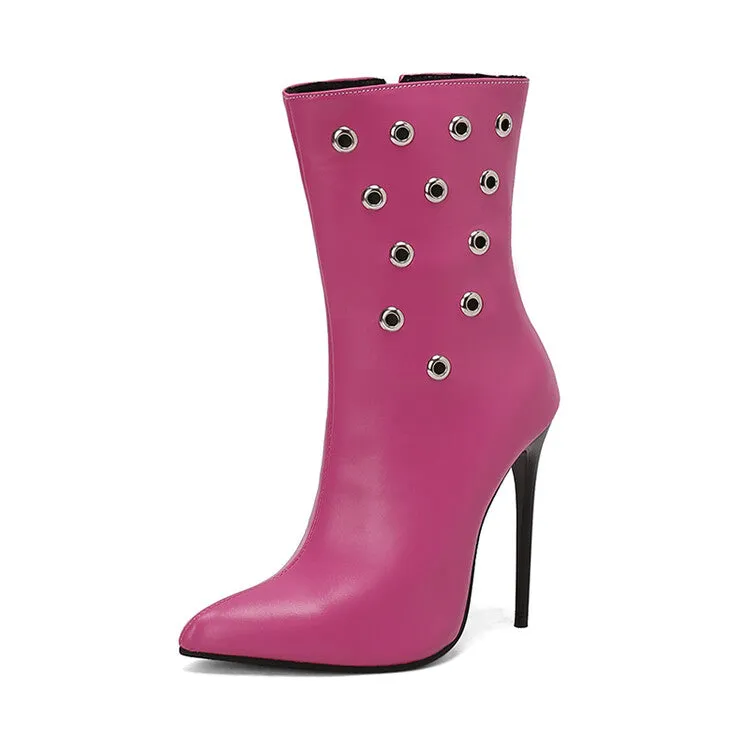 Women's Metal Dec Pointed Toe Thin Heel Ankle Boots