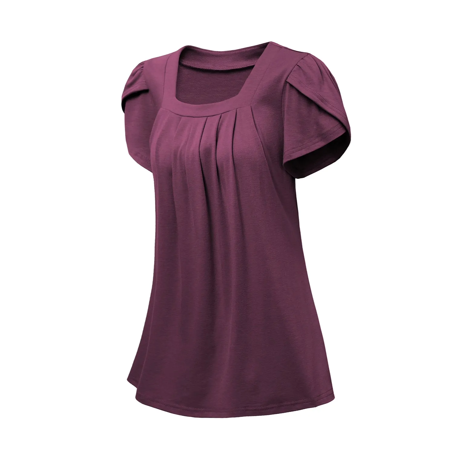 Women's Petal Short Sleeve Square Neck Tunic Tops