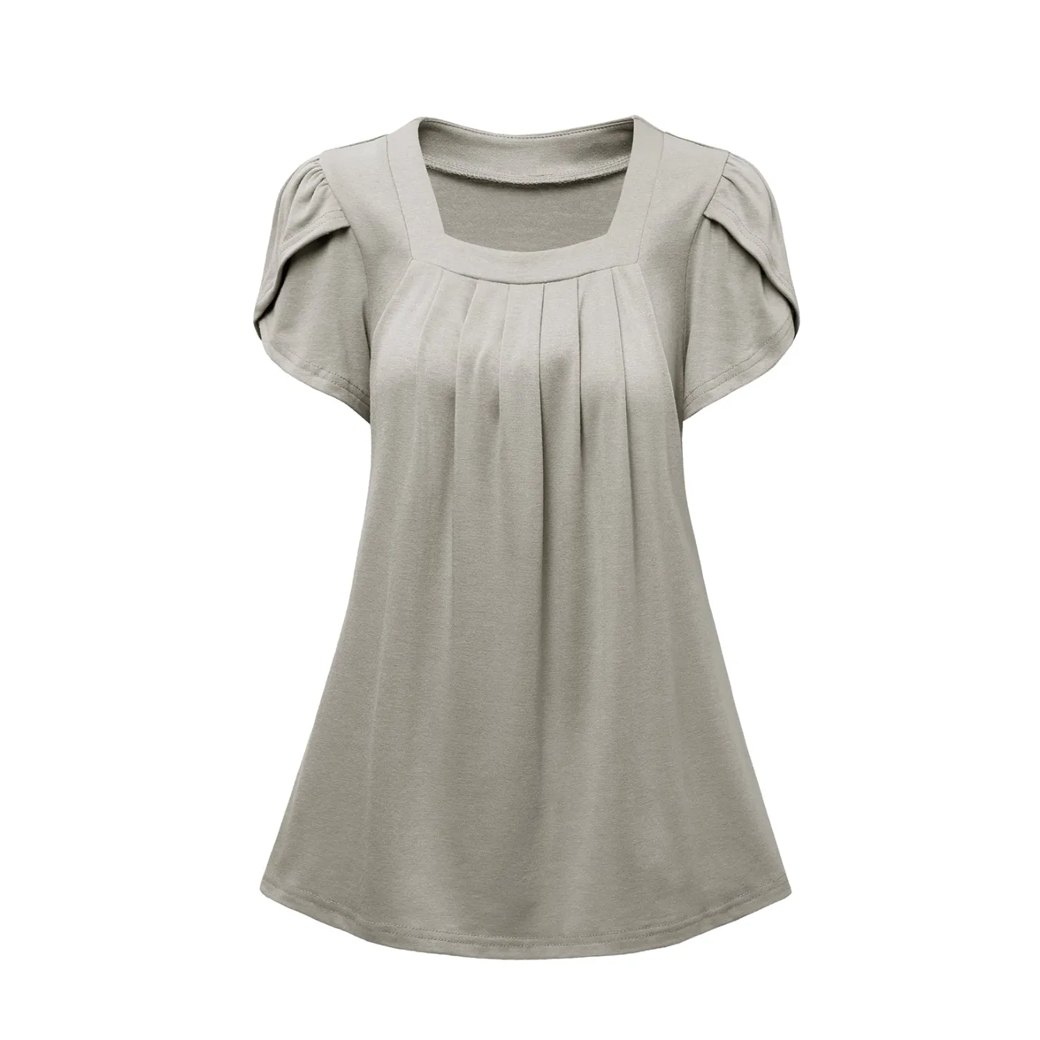 Women's Petal Short Sleeve Square Neck Tunic Tops