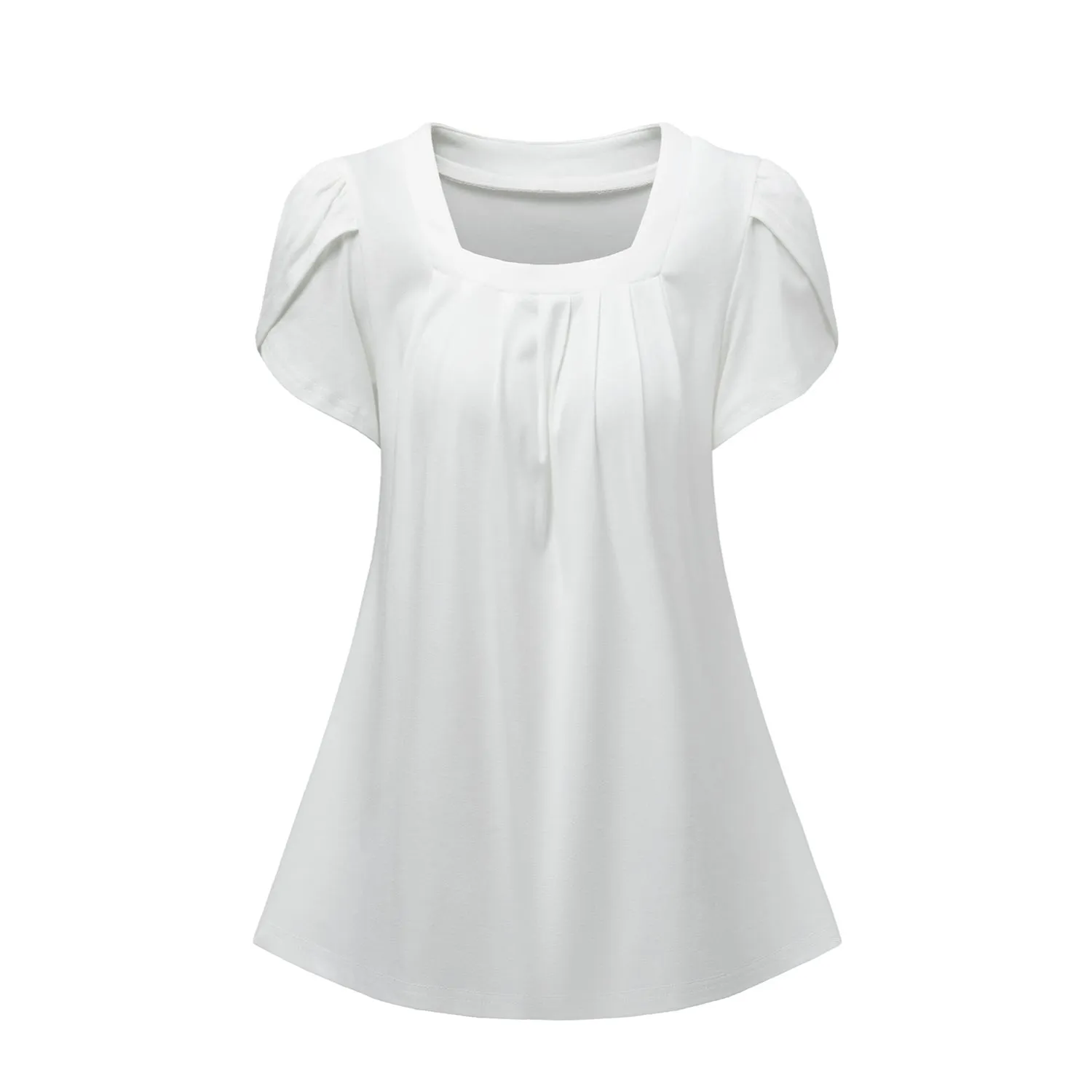 Women's Petal Short Sleeve Square Neck Tunic Tops