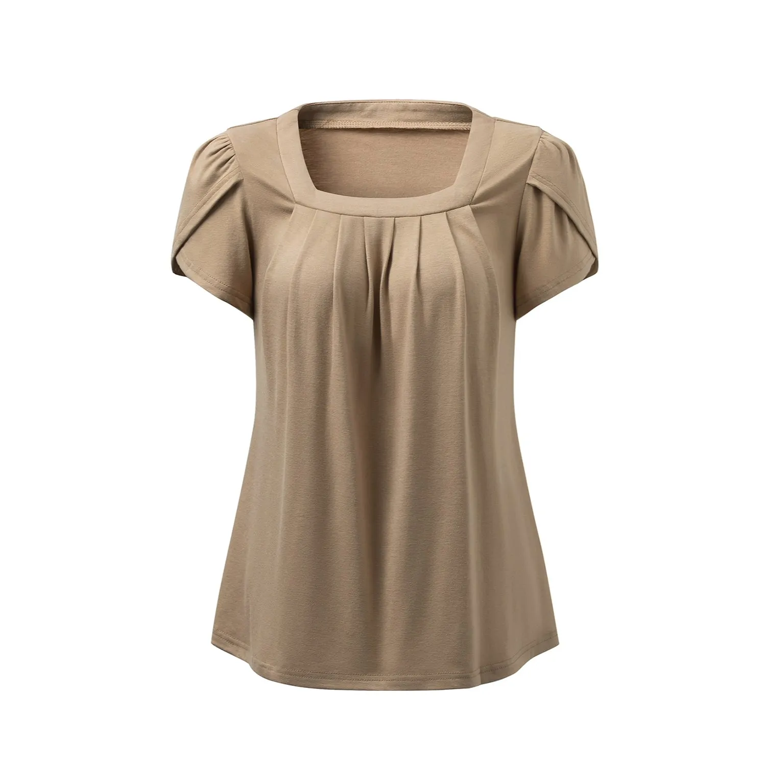 Women's Petal Short Sleeve Square Neck Tunic Tops