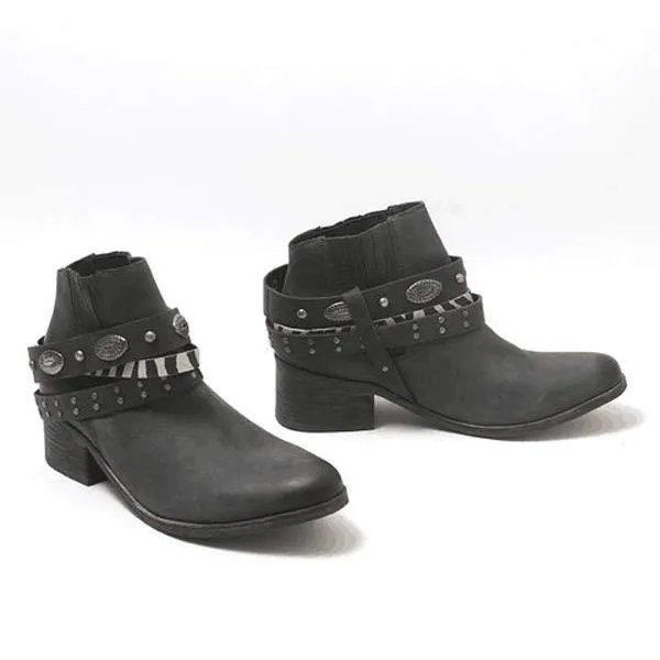 Women's Retro Square Heel Mid-Heel Short Boots 60579630C