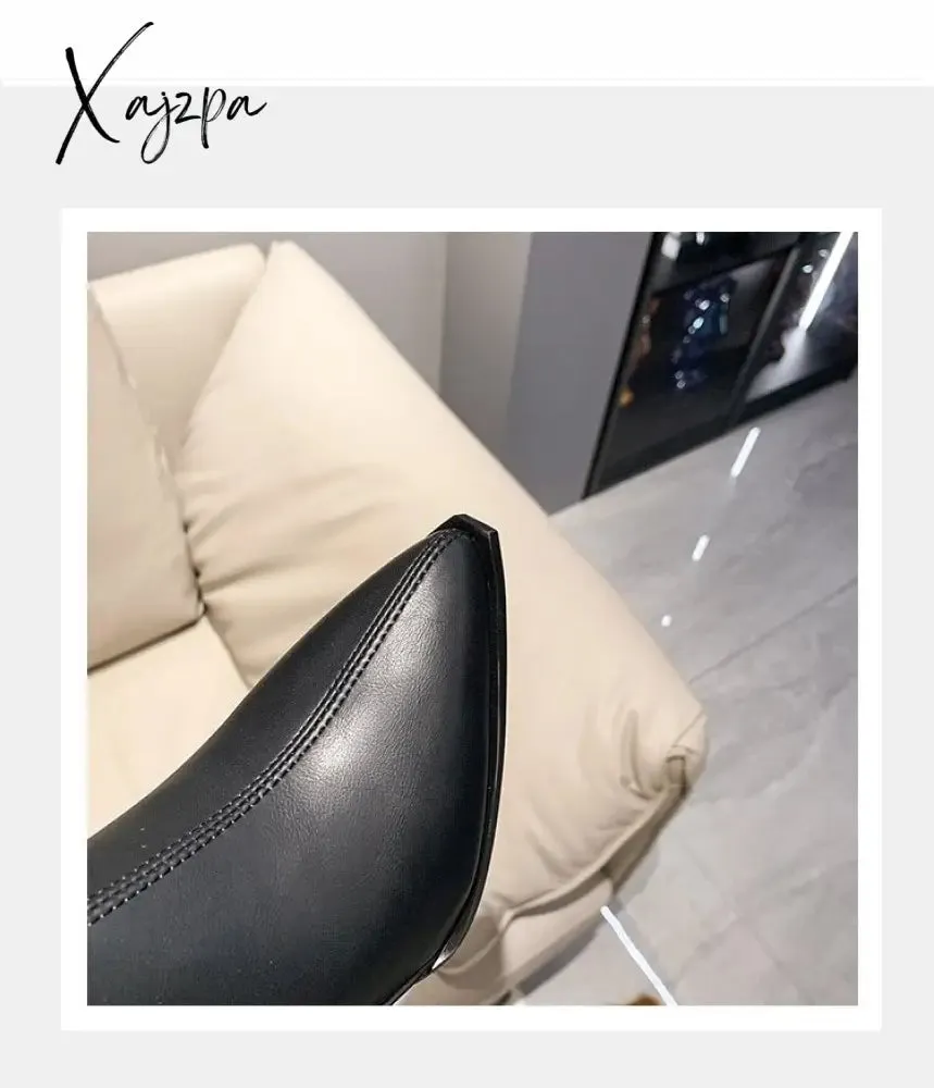 Xajzpa - Chunky Women Ankle Chelsea Boots Brand Pumps Designer Crystal High Heels Shoes Winter New Fashion Dress Goth Women Boots