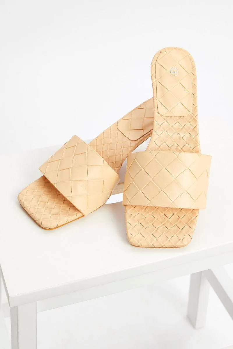 Yellow Woven Mules