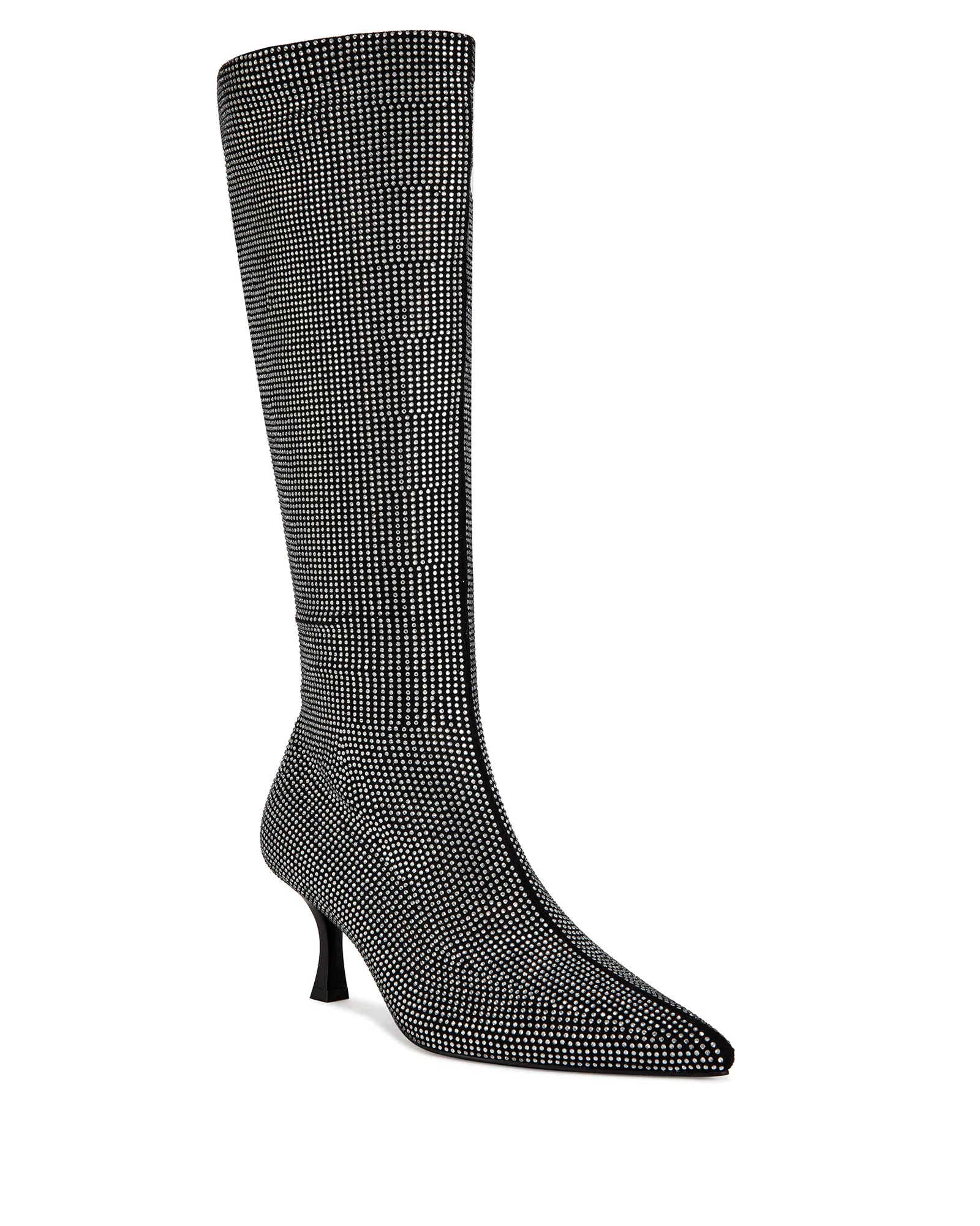 YOEL-SILVER STRETCHY RHINESTONE POINTED TOE BOOT