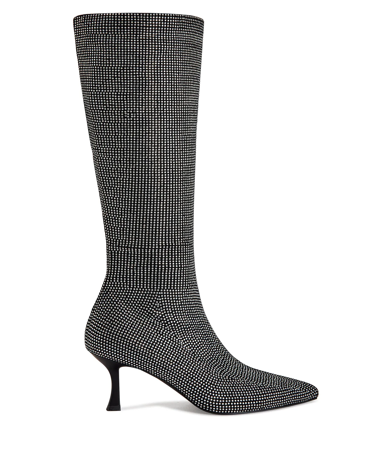YOEL-SILVER STRETCHY RHINESTONE POINTED TOE BOOT