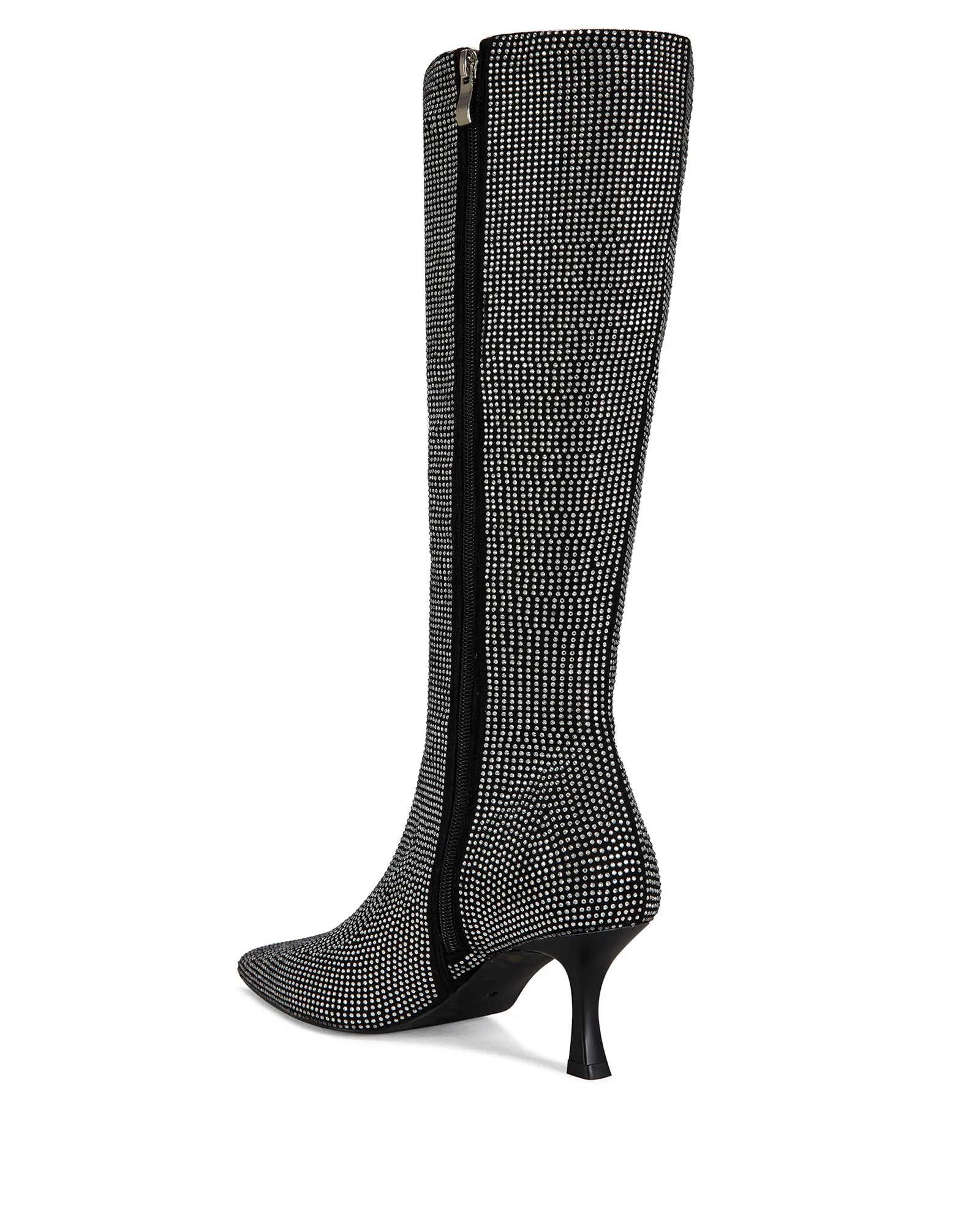 YOEL-SILVER STRETCHY RHINESTONE POINTED TOE BOOT